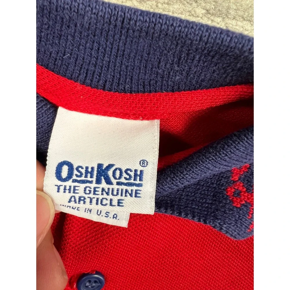 OshKosh Polo Shirt Unisex 24M Red Vintage B'gosh S/S Nautical‎ Sailor USA